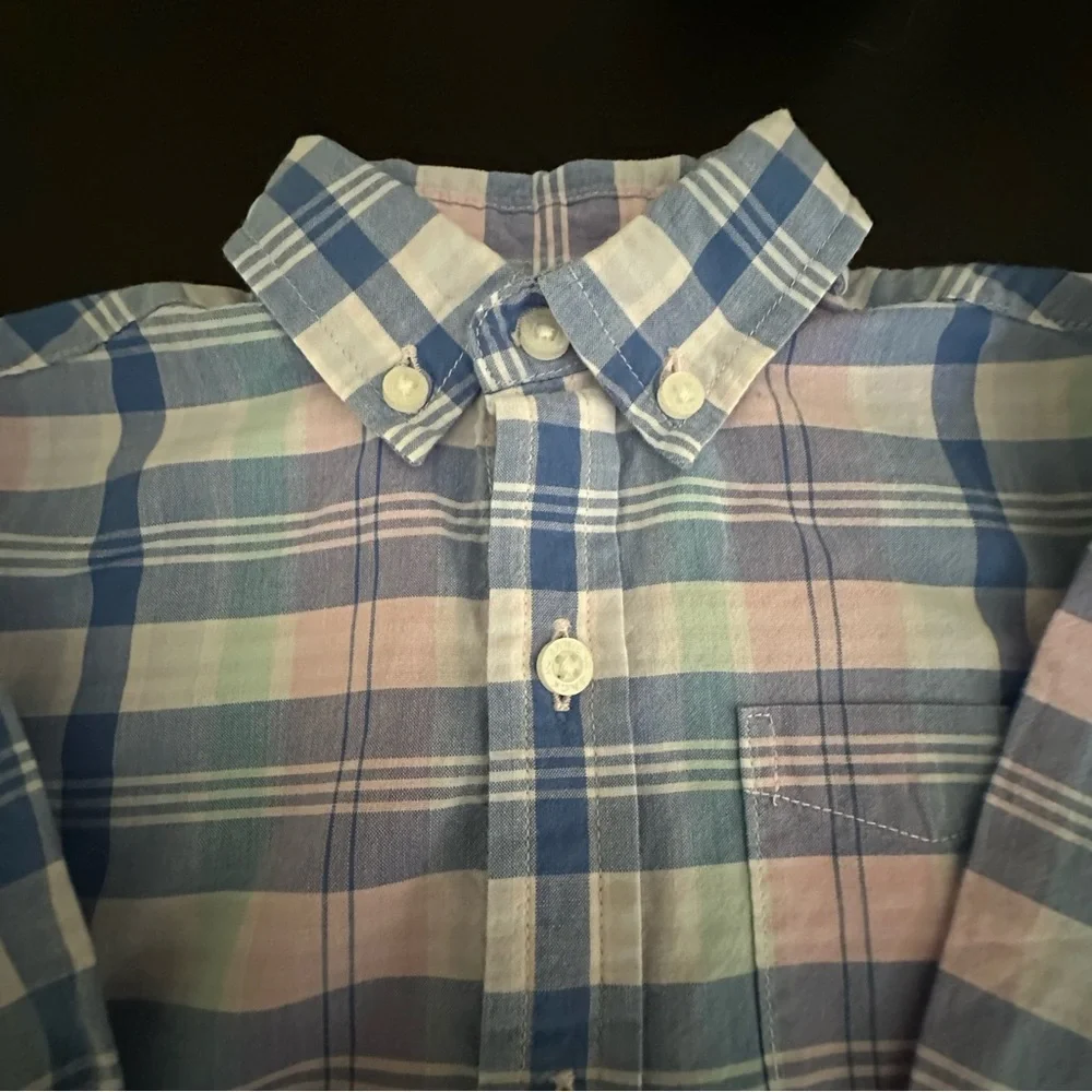 Boy’s Janie and Jack Pastel Plaid Button Down Shirt | 100% Cotton | Size 18-24M
